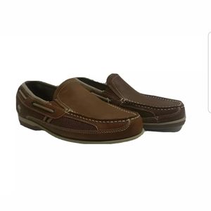 Margaritaville Mens' Tan Leather & Canvas Slip On